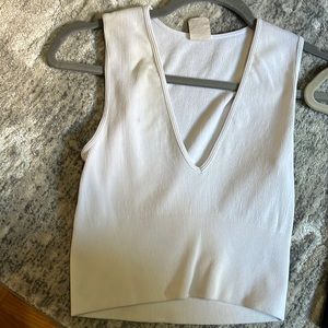 White V Neck ribbed tank top